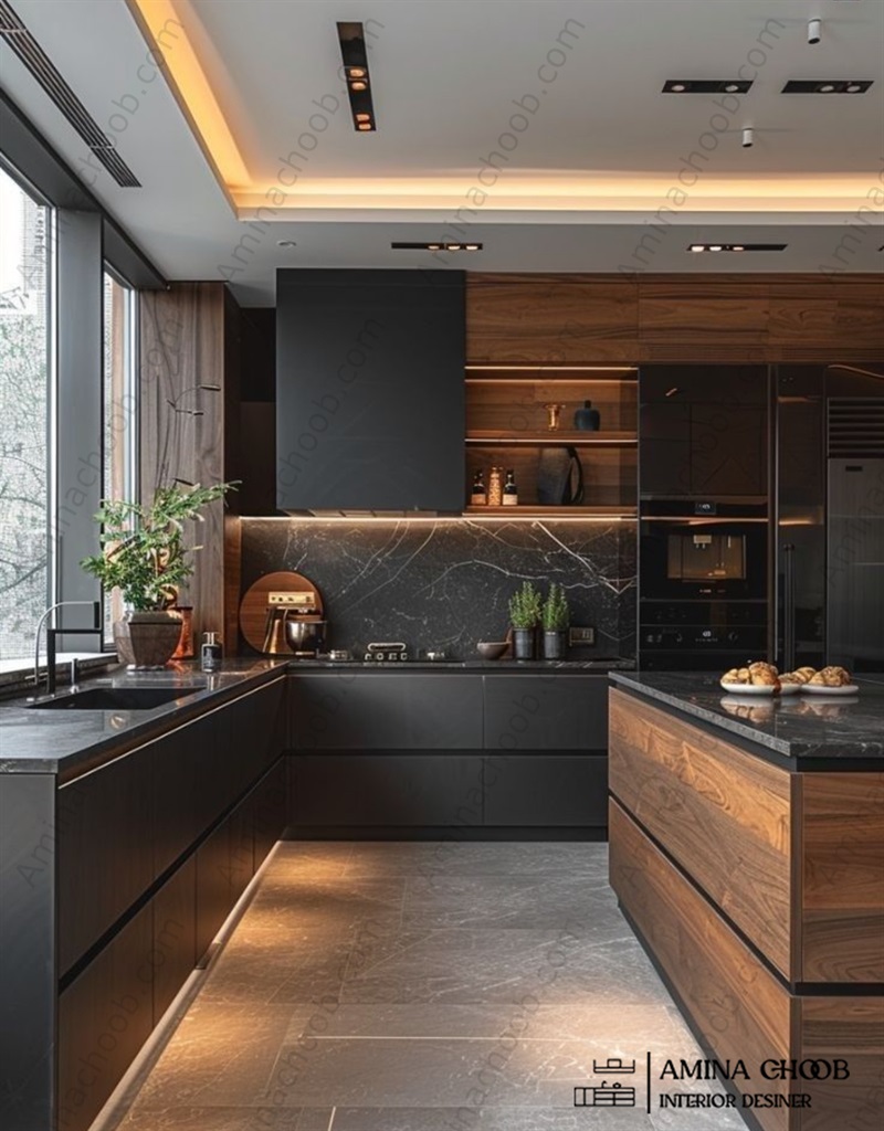 کابینت هایگلاس برای آشپزخانه مستطیل